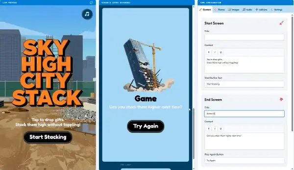 Game editor interface