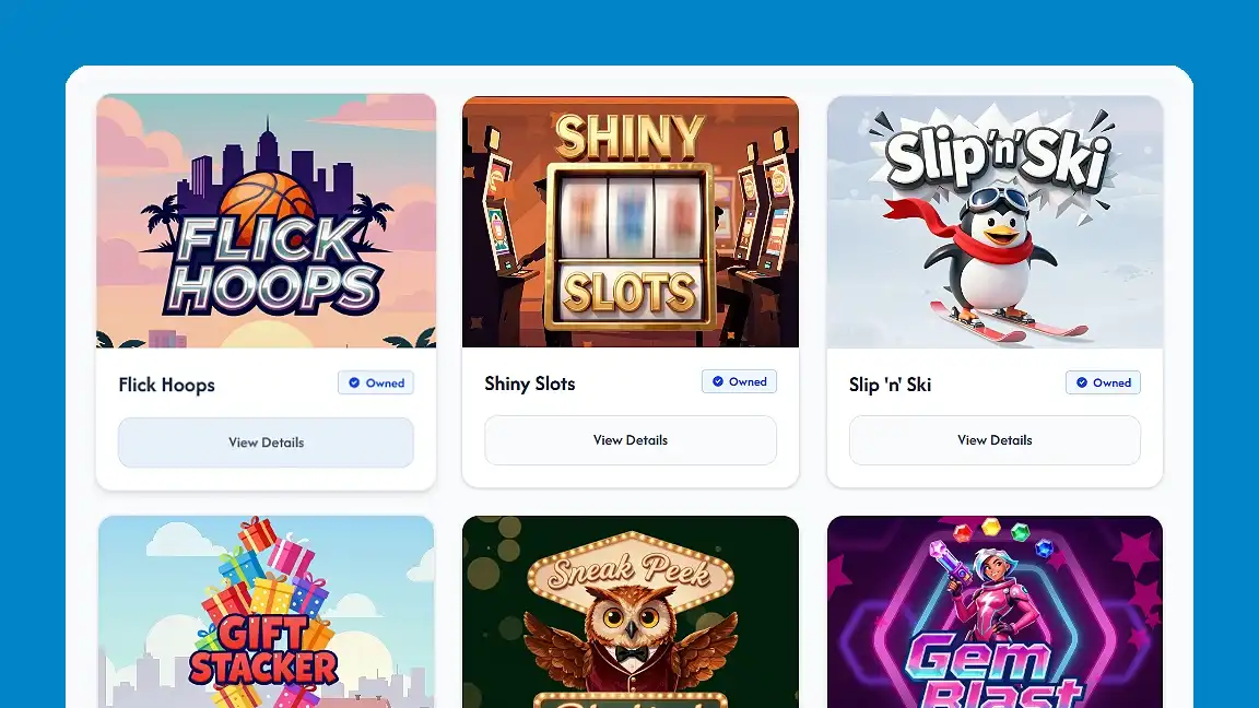 Browse games interface